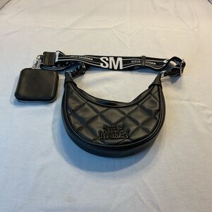 Steve Madden Like New Quilted Black Crossbody Hand Bag w/Thick Strap & Wallet